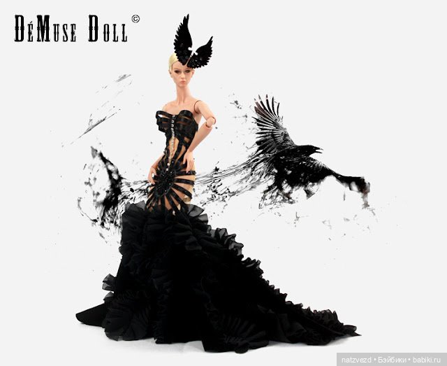 NIGEL CHIA Black Stripe Mermaid Gown (чёрное дизайнерское платье силуэта "русалка") OOAK (фото 7)