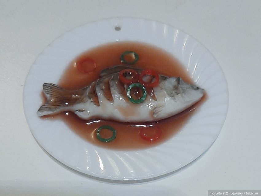 Тарелка с рыбкой — Миниатюра для кукол (фото 3)