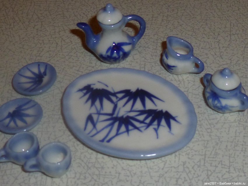 Набор керамической посуды для Барби, Момоко, Poppy Parker и других кукол 12 дюймов (в масштабе 1/6)