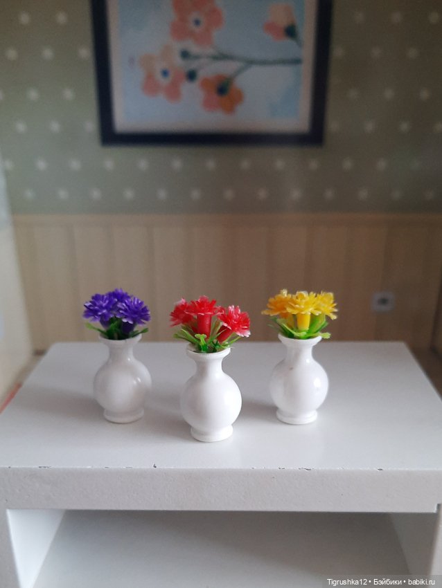 Вазочки с цветами — Миниатюра для кукол (фото 3)