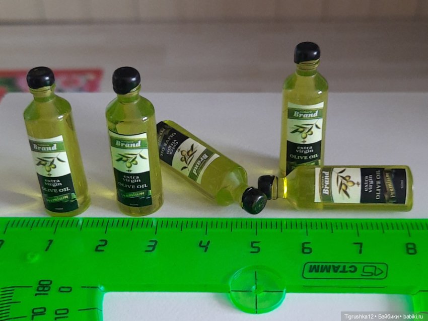 Бутылочки оливкого масла — Миниатюра для кукол (фото 6)