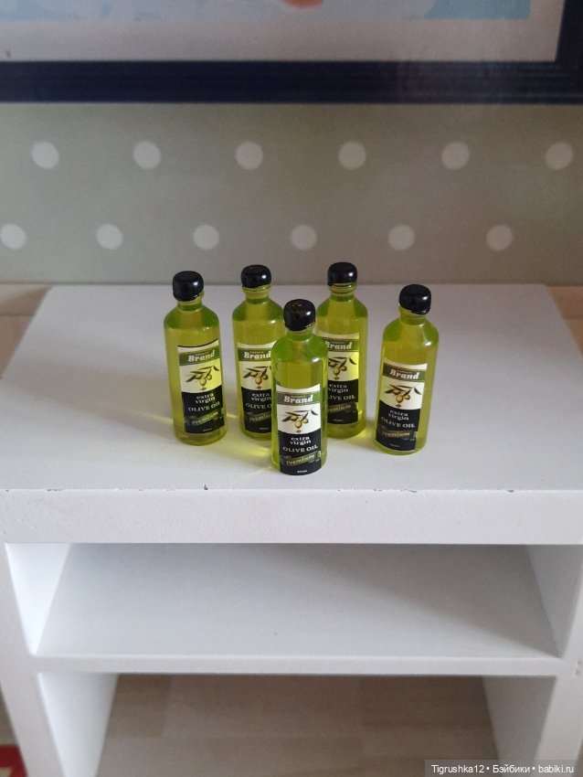 Бутылочки оливкого масла — Миниатюра для кукол (фото 5)