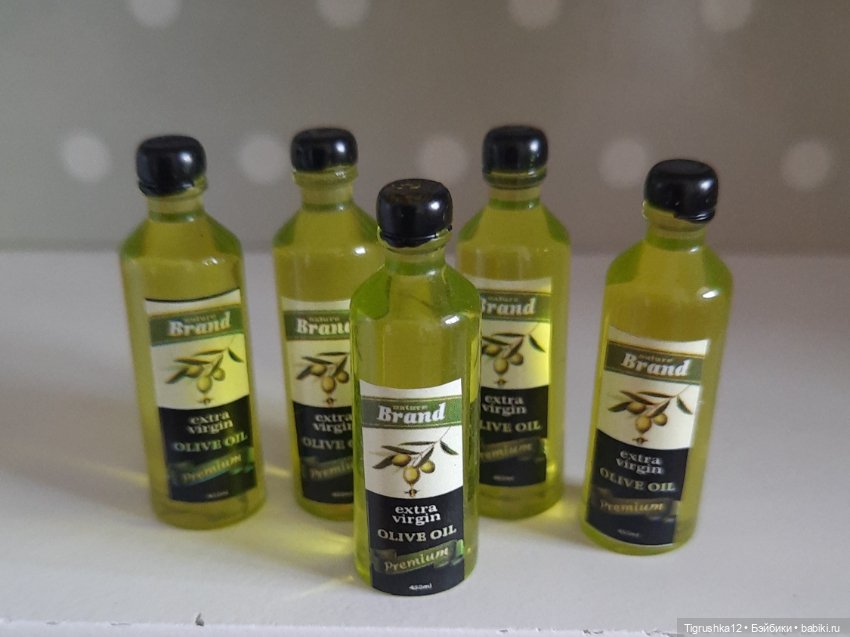 Бутылочки оливкого масла — Миниатюра для кукол (фото 2)