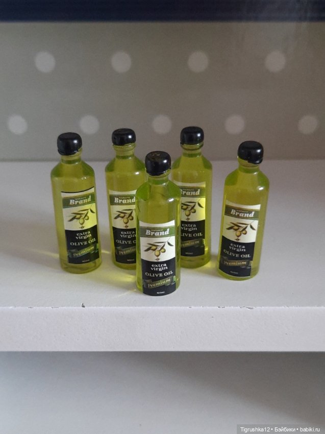 Бутылочки оливкого масла — Миниатюра для кукол (фото 3)