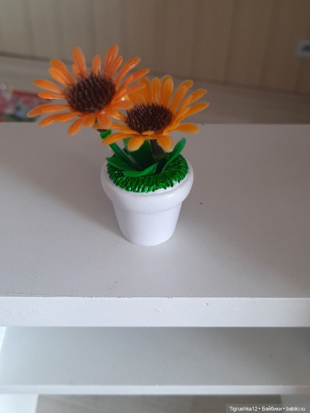 Цветы в горшочке — Миниатюра для кукол (фото 2)