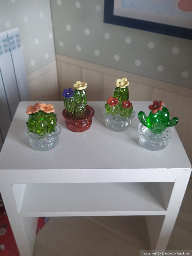 Кактусы в горшочках — Кукольная миниатюра и румбокс (фото 3)