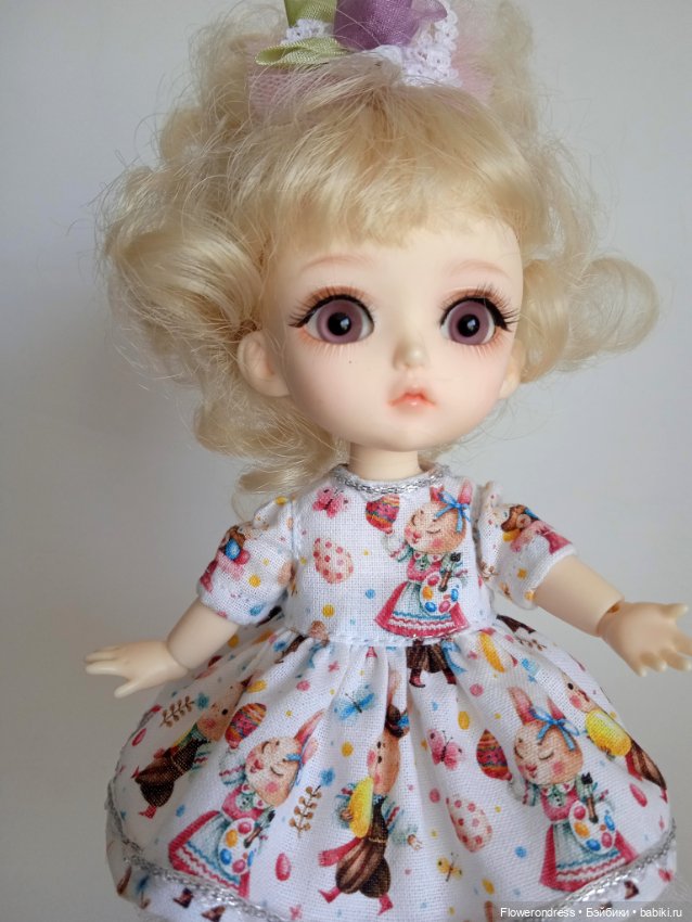 Нарядное платье к Пасхе на куклу формата Лати (фото 5)
