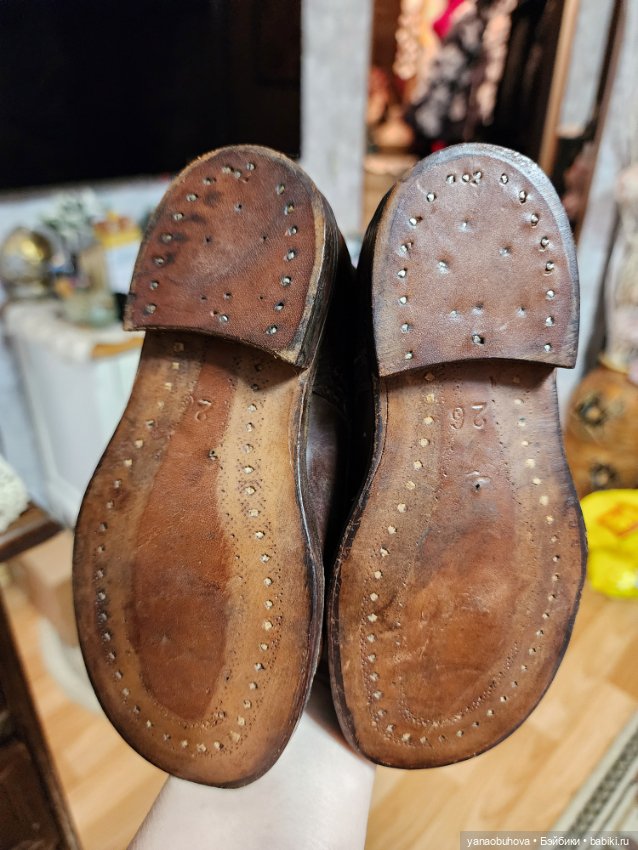 Антикварные кожаные детские ботинки для больших кукол (фото 8)