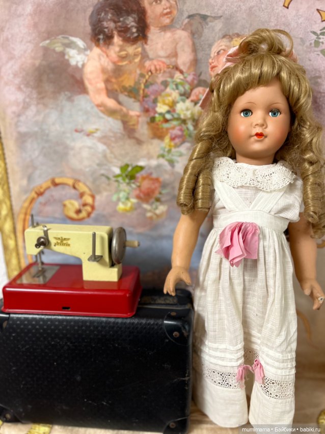 Большая винтажная кукла Sonneberg 500/8 1950 cо швейной машинкой Casige (фото 7)