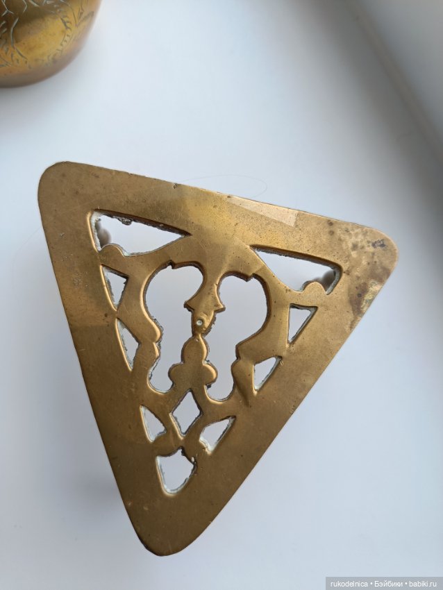 Винтажный латунный чайничек на подставке (фото 4)