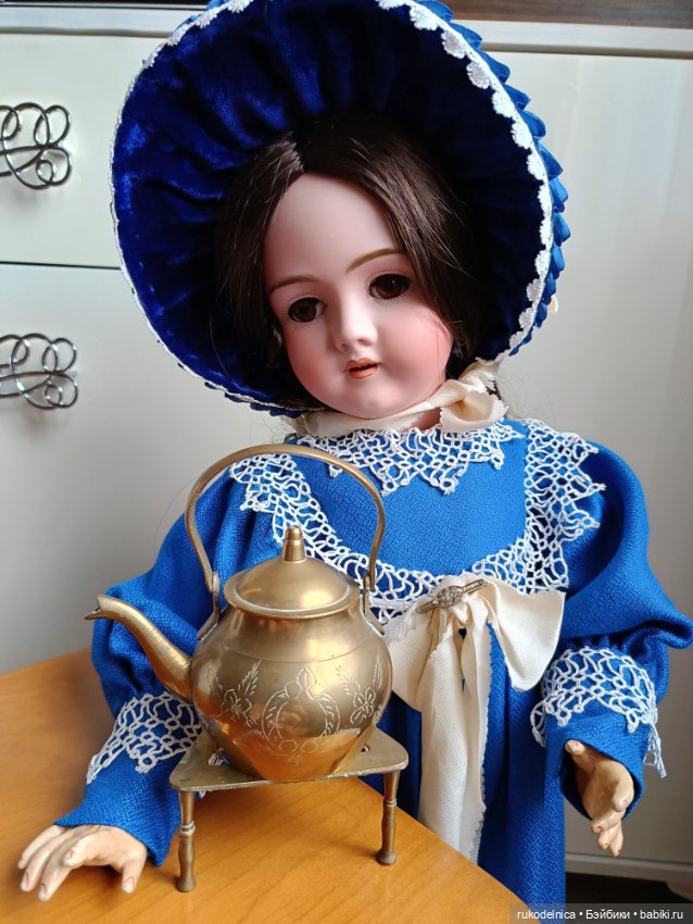 Винтажный латунный чайничек на подставке (фото 7)