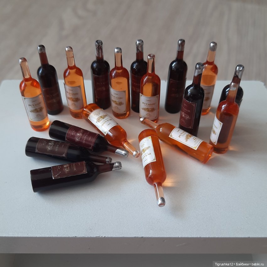 Бутылочки вина# — Миниатюра для кукол (фото 2)