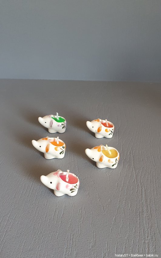 Миниатюрные керамические слоники-свечи (фото 5)