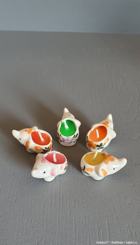 Миниатюрные керамические слоники-свечи