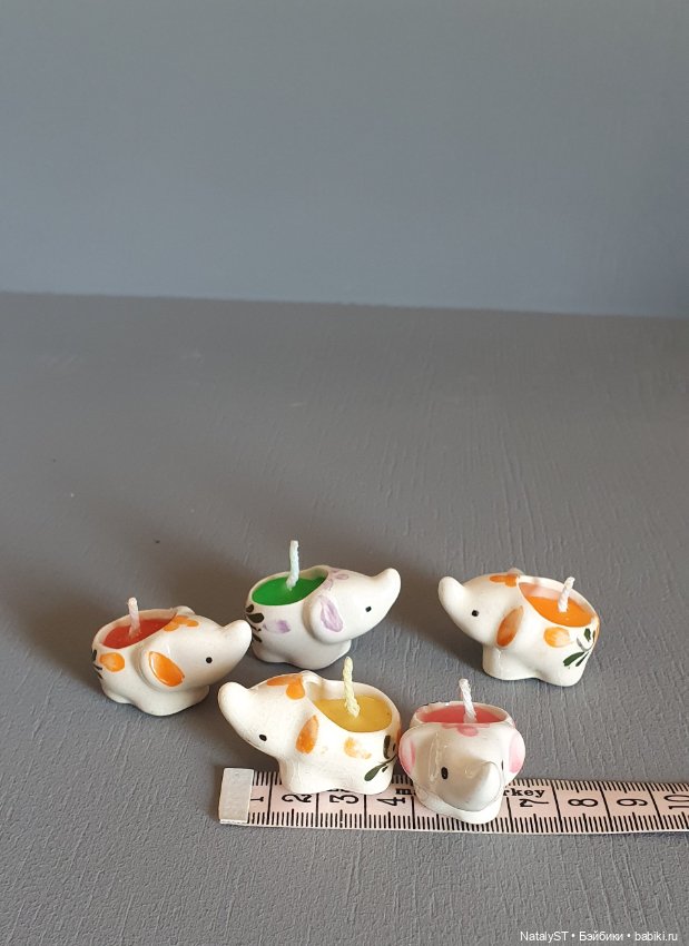 Миниатюрные керамические слоники-свечи (фото 3)