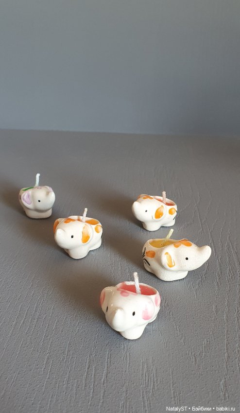 Миниатюрные керамические слоники-свечи (фото 4)