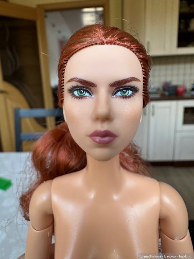 Barbie Черная вдова портретная Скарлетт Йохансон на теле мтм