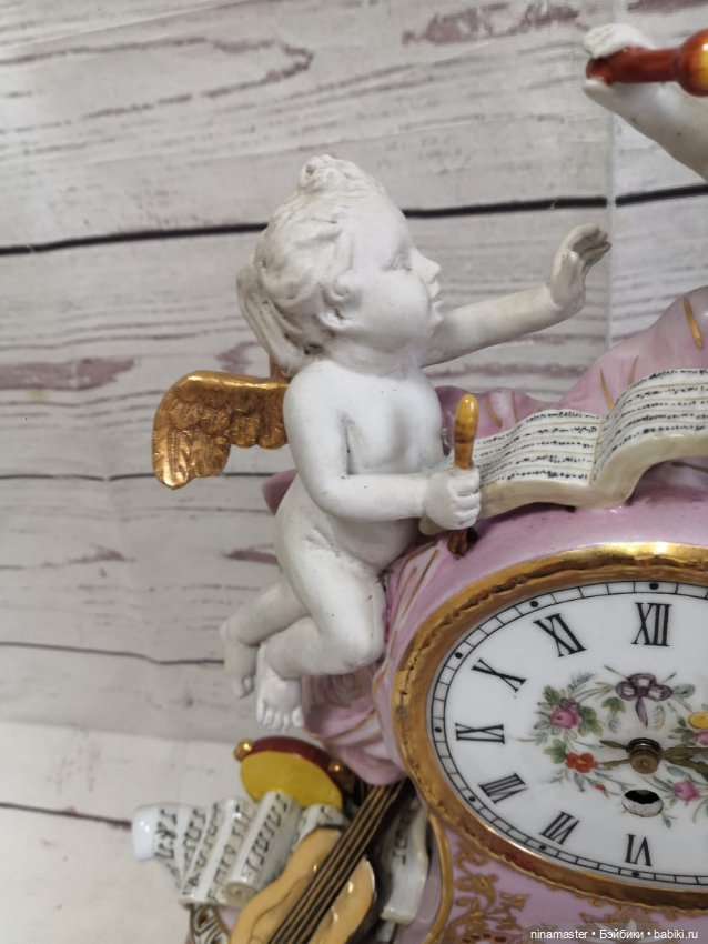 Механические часы. Бисквитный фарфор. Франция (фото 6)