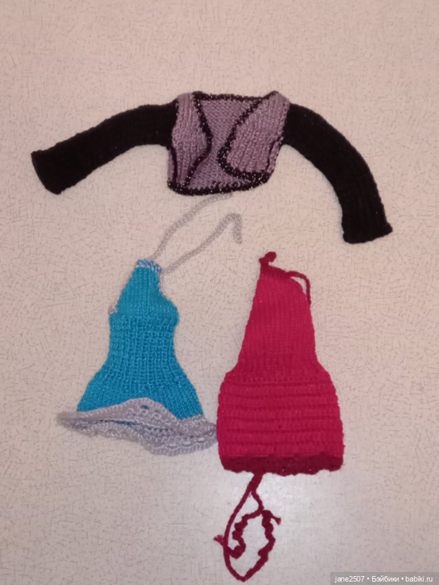 Лот вязаной одежды OOAK (ручная работа) для Momoko, Pullip, Blythe, Barbie Petite (фото 2)