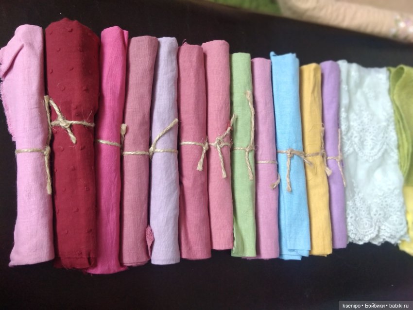 Большой лот тканей ручного окрашивания, кружево, ленты, фурнитура (фото 2)