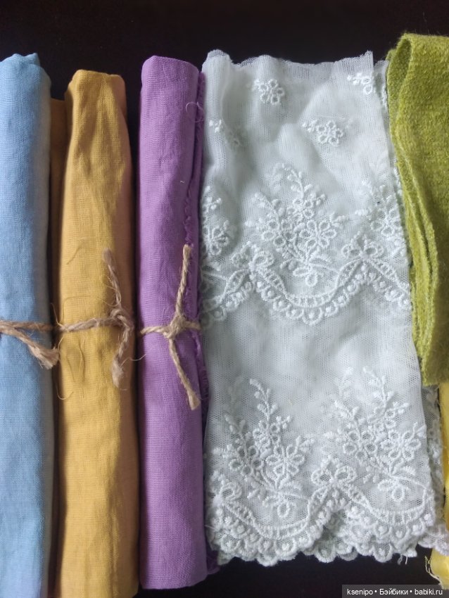 Большой лот тканей ручного окрашивания, кружево, ленты, фурнитура (фото 6)