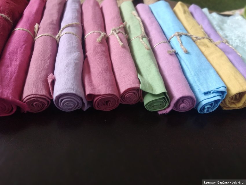 Большой лот тканей ручного окрашивания, кружево, ленты, фурнитура (фото 8)