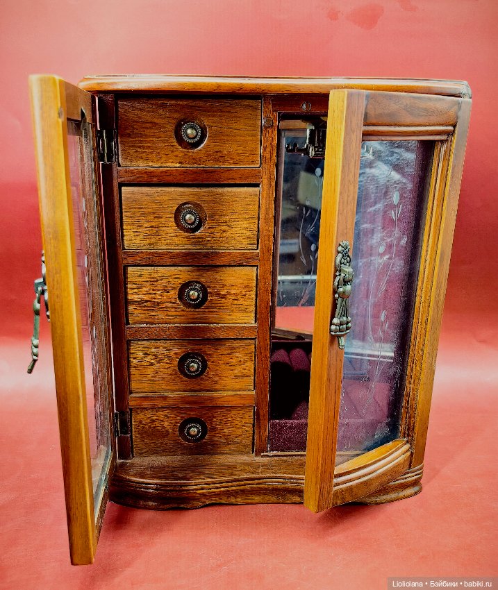 Шкатулка шкаф для кукол деревянная №2 (фото 3)