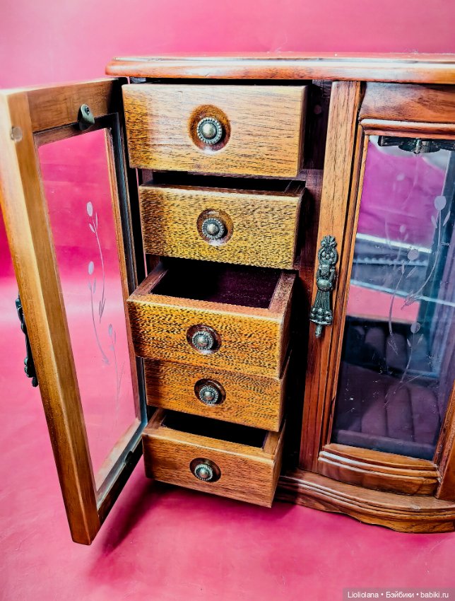 Шкатулка шкаф для кукол деревянная №2 (фото 6)