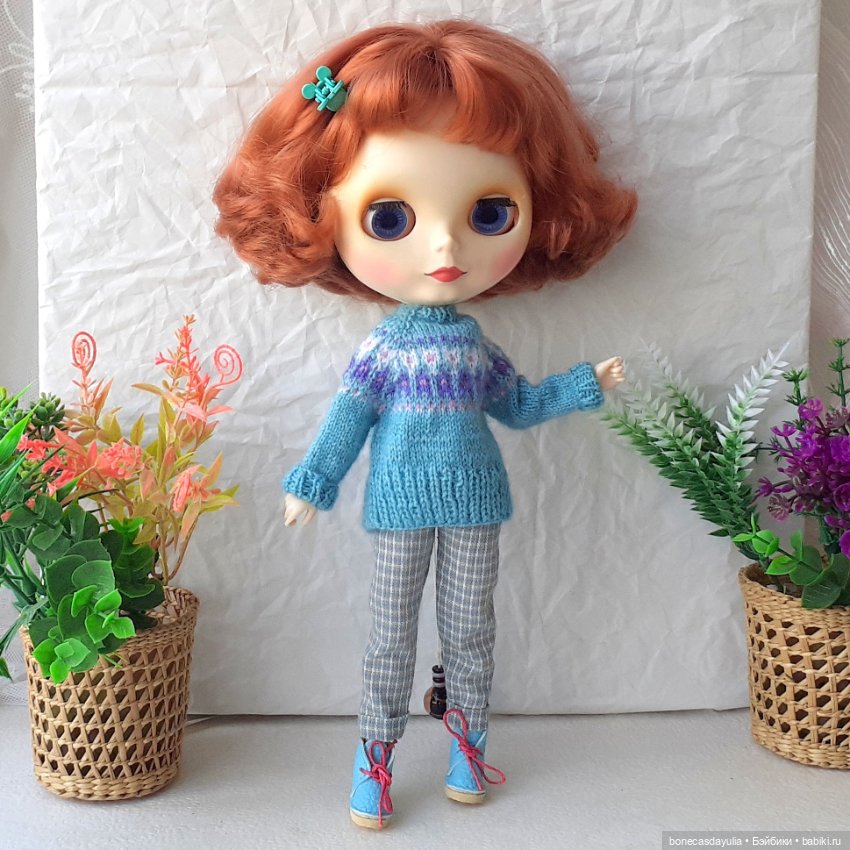 Комплекты одежды для кукол Блайз Blythe Кардиган Свитер Брюки (фото 3)
