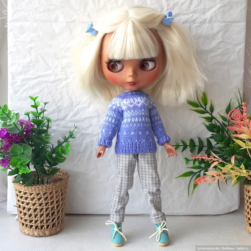 Комплекты одежды для кукол Блайз Blythe Кардиган Свитер Брюки (фото 9)