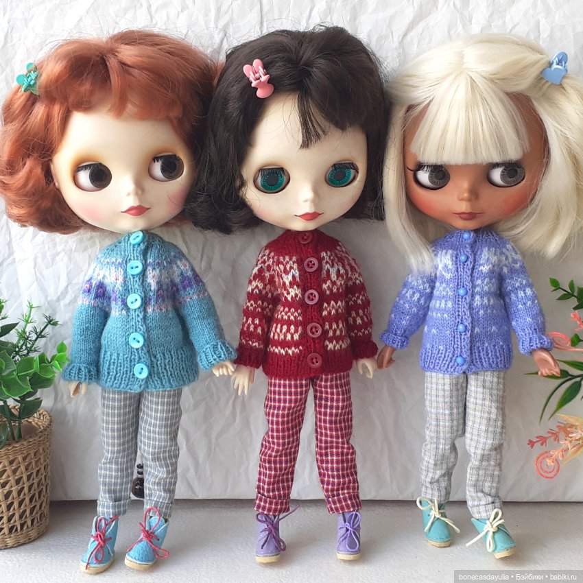 Комплекты одежды для кукол Блайз Blythe Кардиган Свитер Брюки (фото 2)
