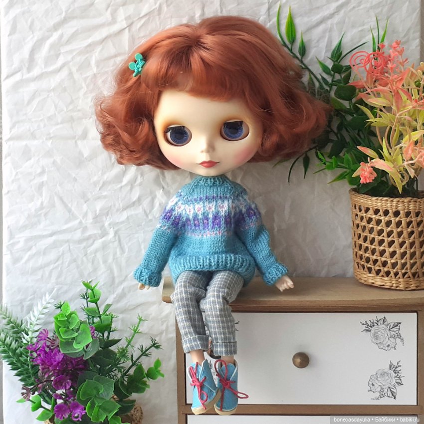 Комплекты одежды для кукол Блайз Blythe Кардиган Свитер Брюки (фото 4)