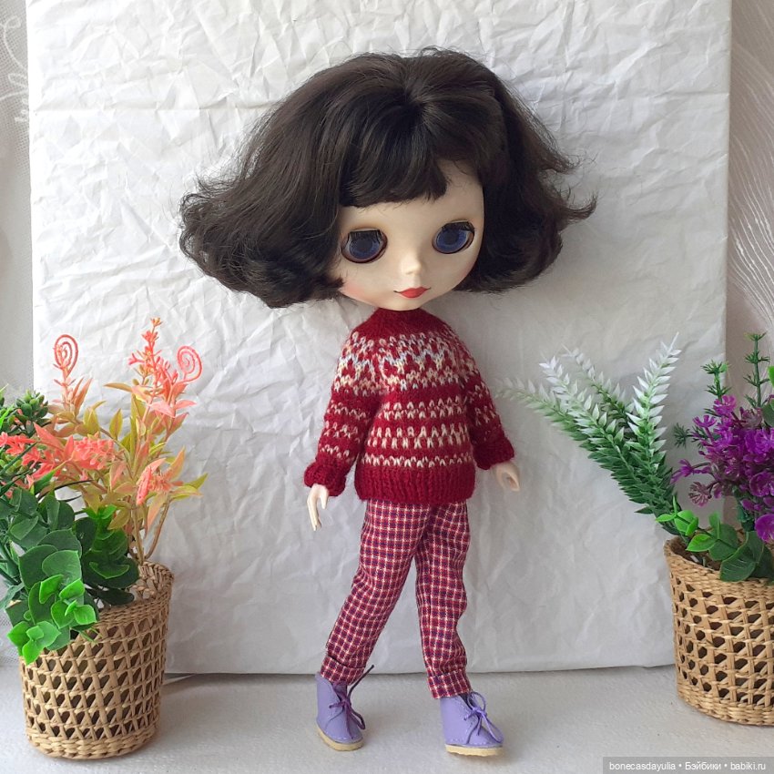 Комплекты одежды для кукол Блайз Blythe Кардиган Свитер Брюки (фото 7)