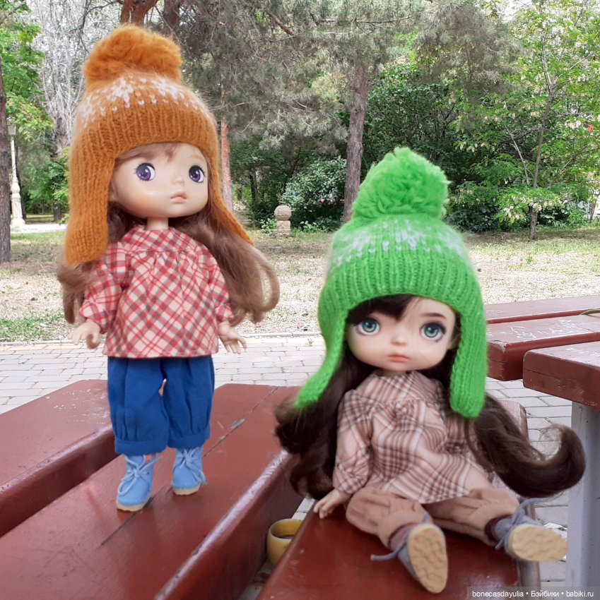 Разноцветные вязаные шапки для кукол Xiaomi Monst Doll Монст Шлем Ушанка (фото 8)