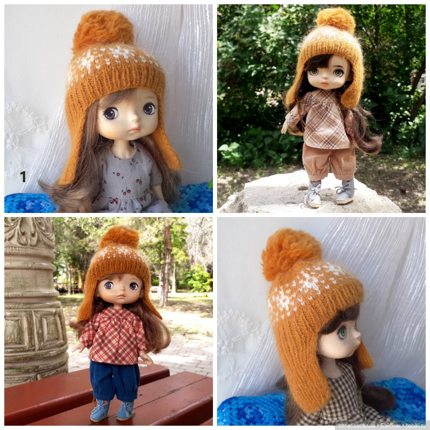 Разноцветные вязаные шапки для кукол Xiaomi Monst Doll Монст Шлем Ушанка (фото 2)