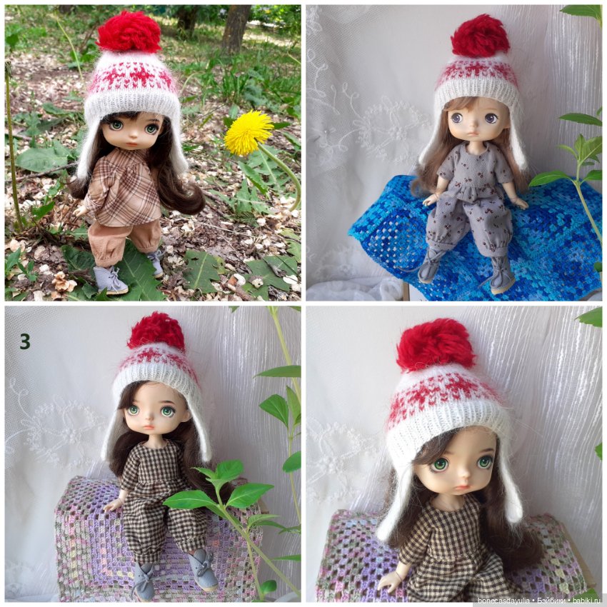 Разноцветные вязаные шапки для кукол Xiaomi Monst Doll Монст Шлем Ушанка (фото 4)