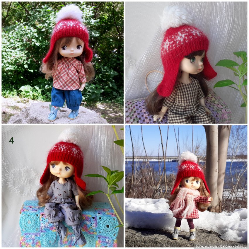 Разноцветные вязаные шапки для кукол Xiaomi Monst Doll Монст Шлем Ушанка (фото 5)