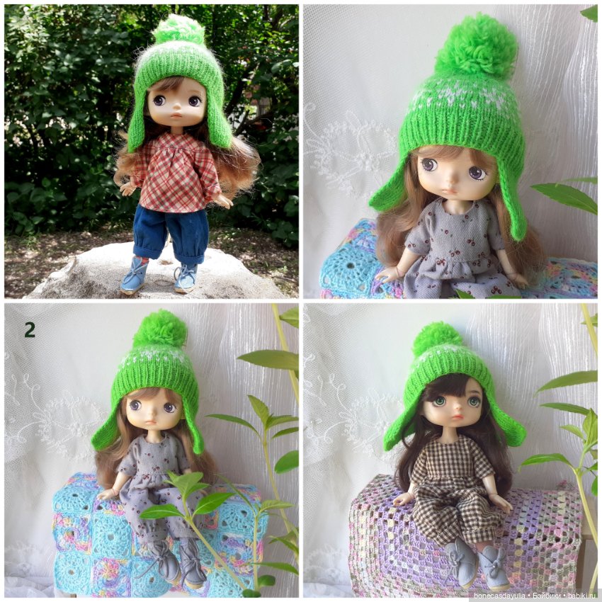Разноцветные вязаные шапки для кукол Xiaomi Monst Doll Монст Шлем Ушанка (фото 3)