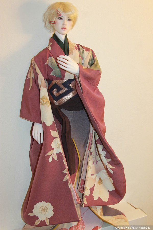 Лиловое шелковое кимоно для кукол SD13-70+ (фото 8)