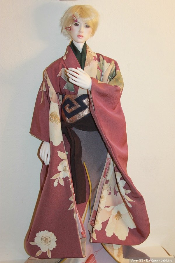 Лиловое шелковое кимоно для кукол SD13-70+ (фото 7)