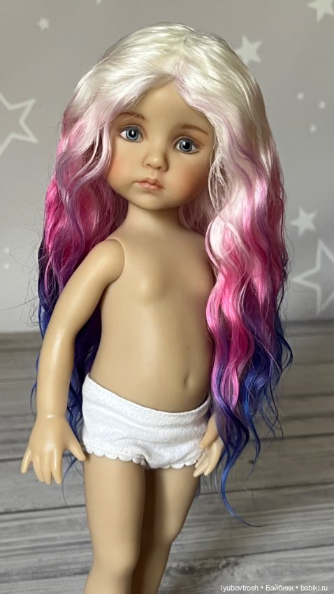 Парик натуральный трехцветный 6/7 для Бонеки и аналогичных кукол с обхватом головы 16-16,5 см