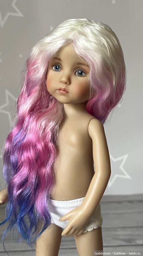 Парик натуральный трехцветный 6/7 для Бонеки и аналогичных кукол с обхватом головы 16-16,5 см (фото 9)