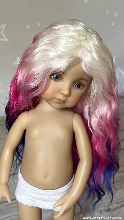 Парик натуральный трехцветный 6/7 для Бонеки и аналогичных кукол с обхватом головы 16-16,5 см (фото 5)