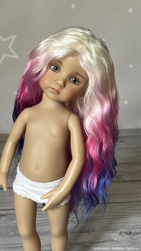 Парик натуральный трехцветный 6/7 для Бонеки и аналогичных кукол с обхватом головы 16-16,5 см (фото 6)