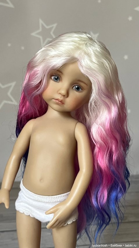 Парик натуральный трехцветный 6/7 для Бонеки и аналогичных кукол с обхватом головы 16-16,5 см (фото 4)