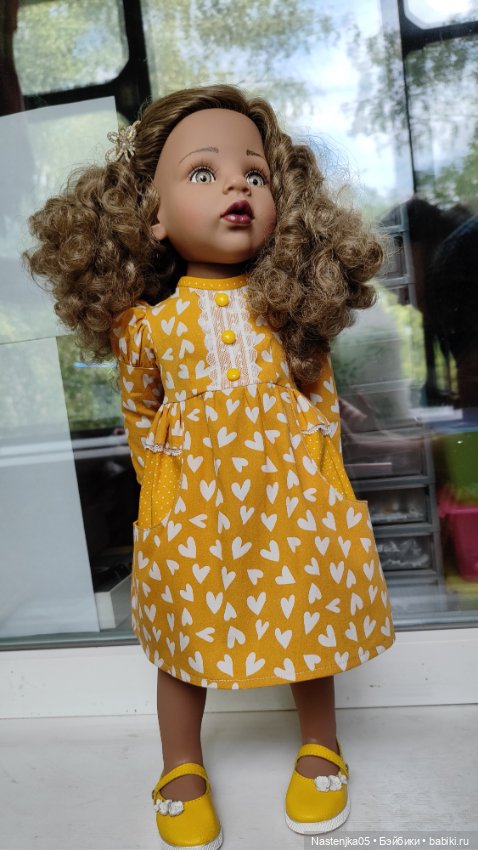 Одежда для Готц 50 см, платье горчичное (фото 3)