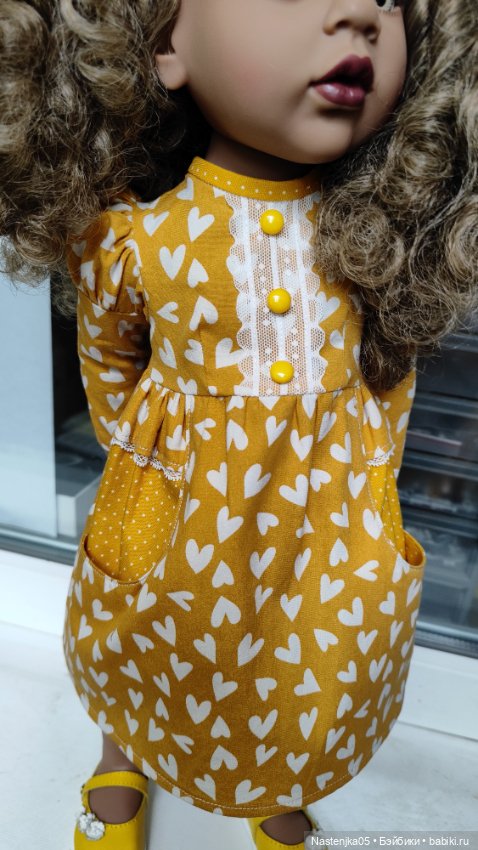 Одежда для Готц 50 см, платье горчичное (фото 4)