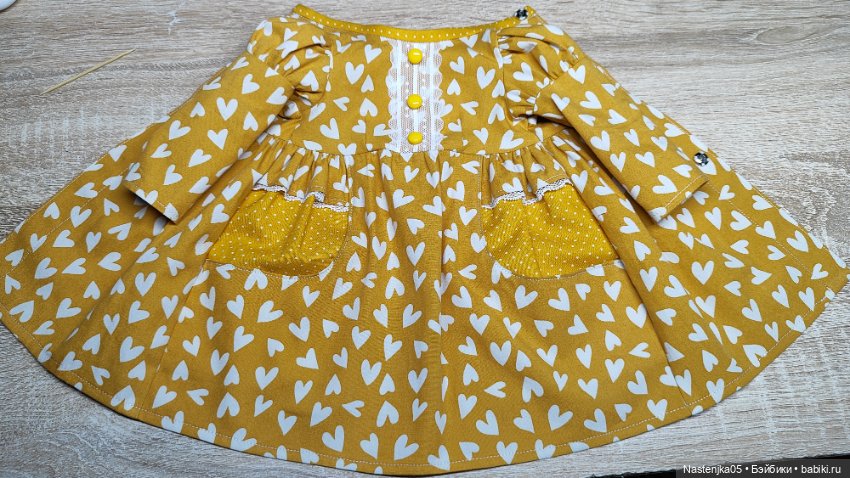 Одежда для Готц 50 см, платье горчичное (фото 5)