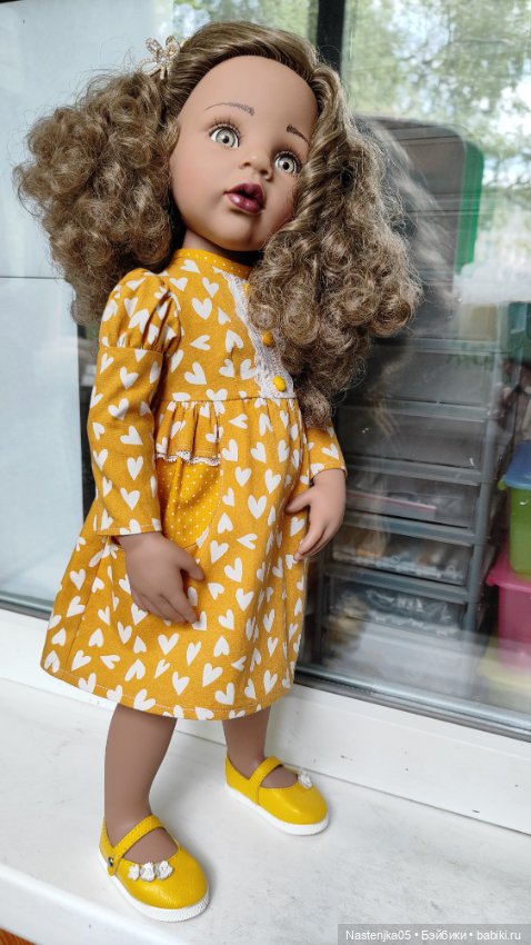 Одежда для Готц 50 см, платье горчичное