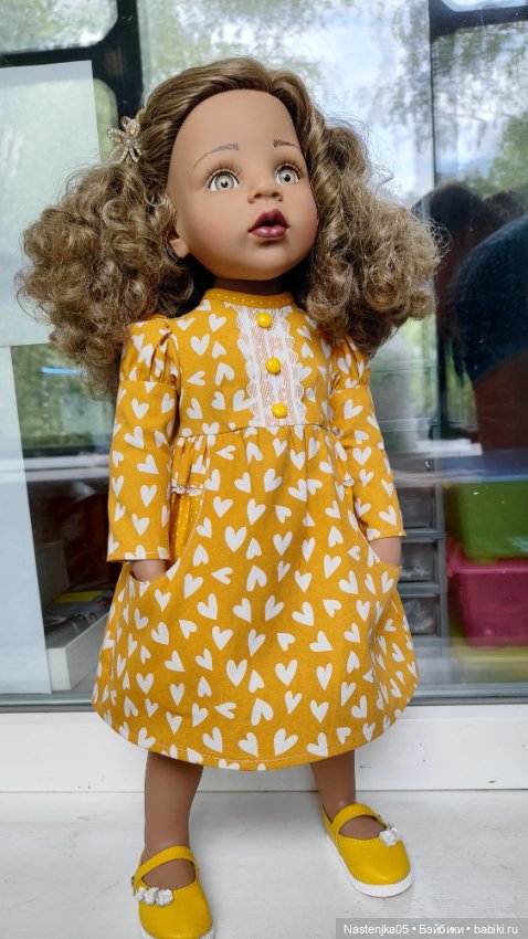 Одежда для Готц 50 см, платье горчичное (фото 2)